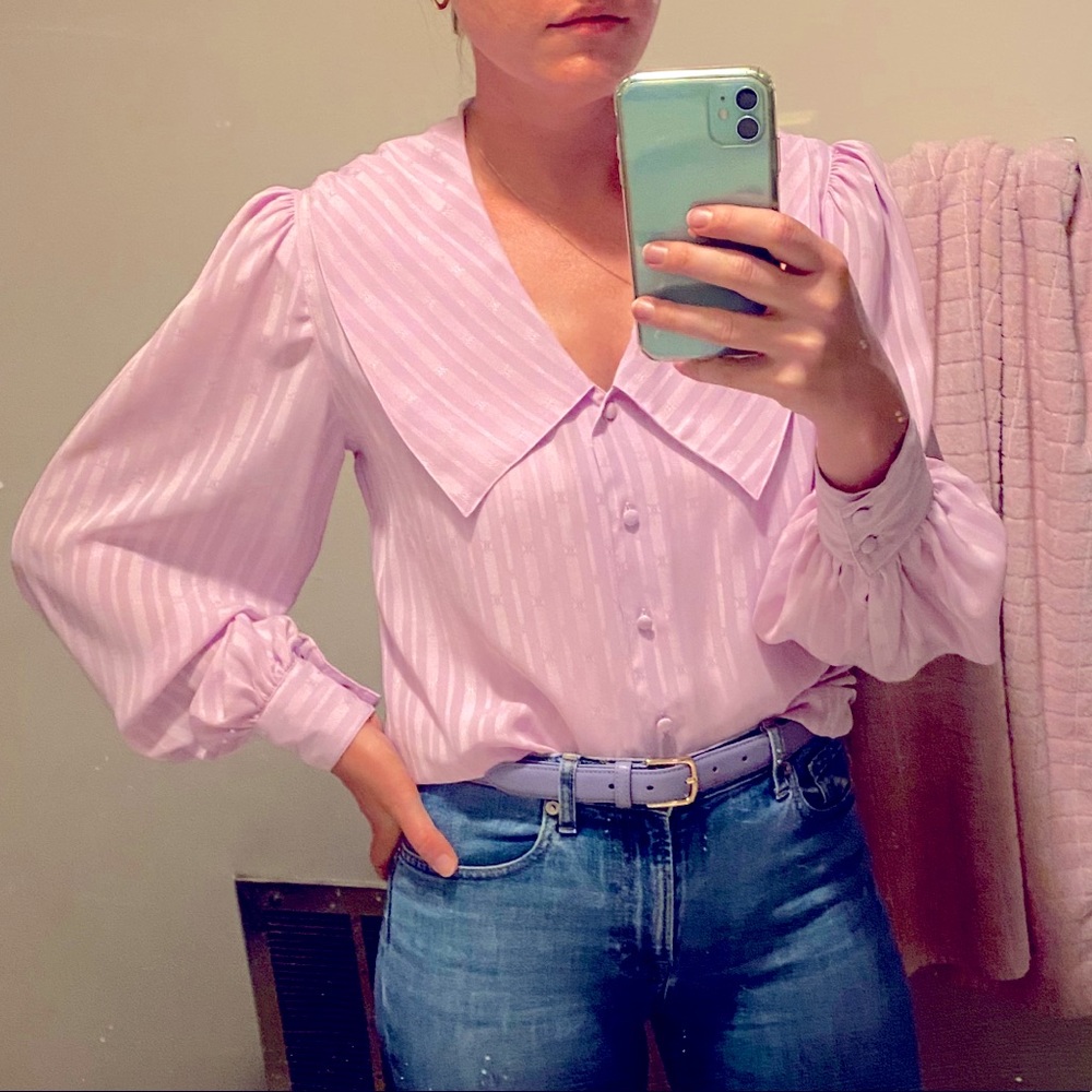 Vintage lavender puff sleeve blouse